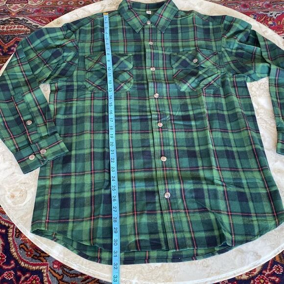 NEW! 100% Cotton Flannel Plaid Button Down Shirt - Picture 10 of 11
